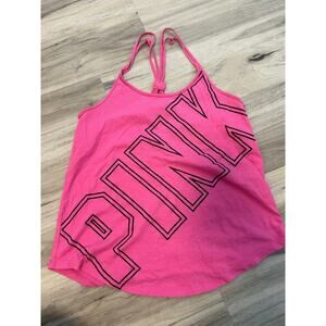 PINK Victoria's Secret strappy racer back pink workout tank top logo size Small